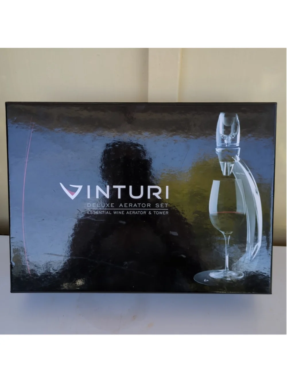 Vinturi Red Wine Aerator Tower Set With Stand And Filter, Black Color
